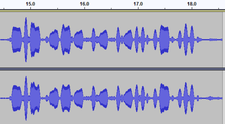 Two waveforms of audio