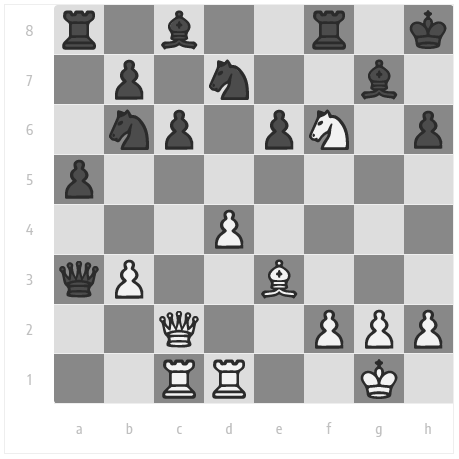 Chessboard. Black King is H8, and white Queen can move to H7 for checkmate.